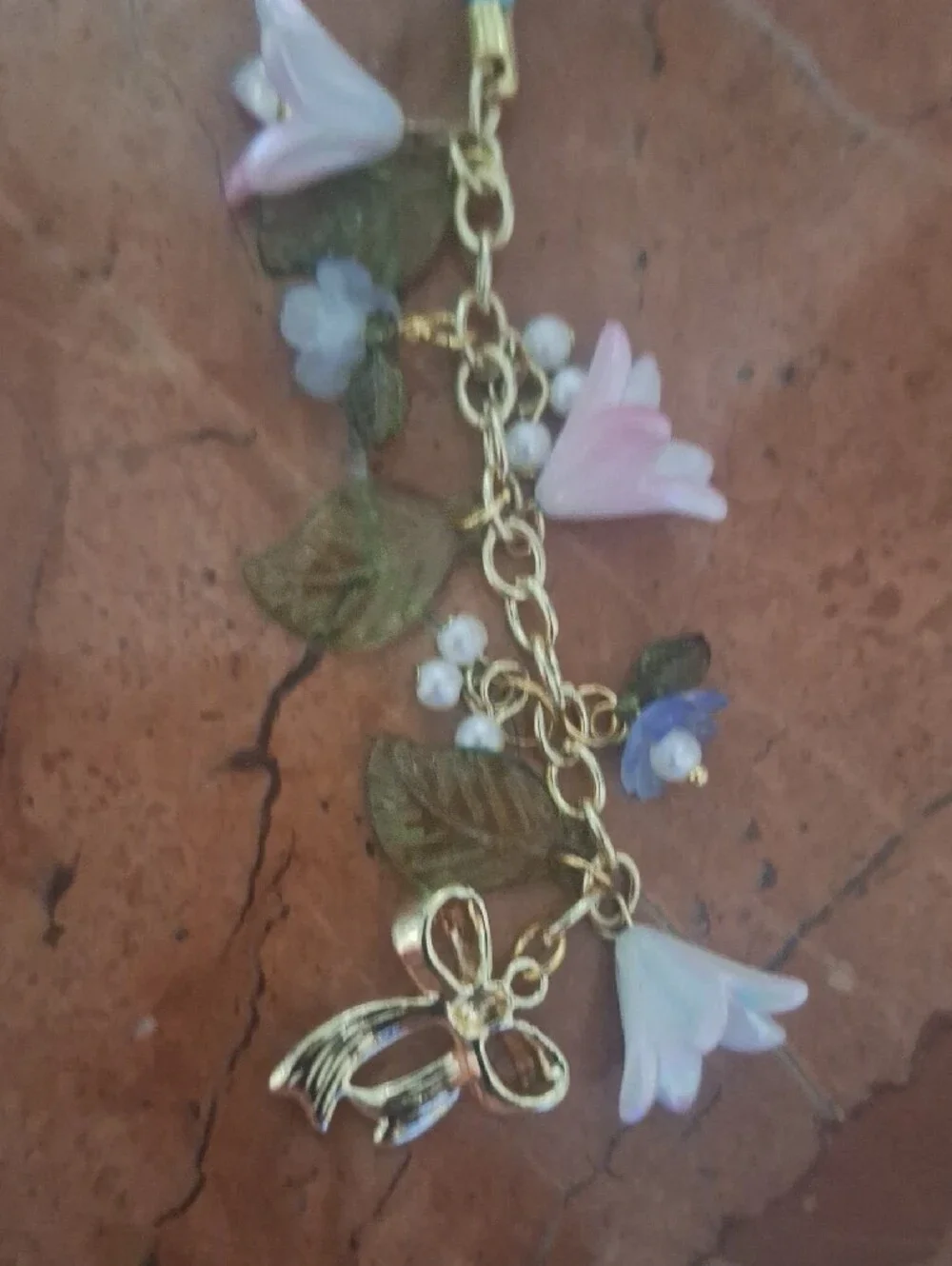 Delicate Set Of Pink & Blue Floral Charm Phone Straps